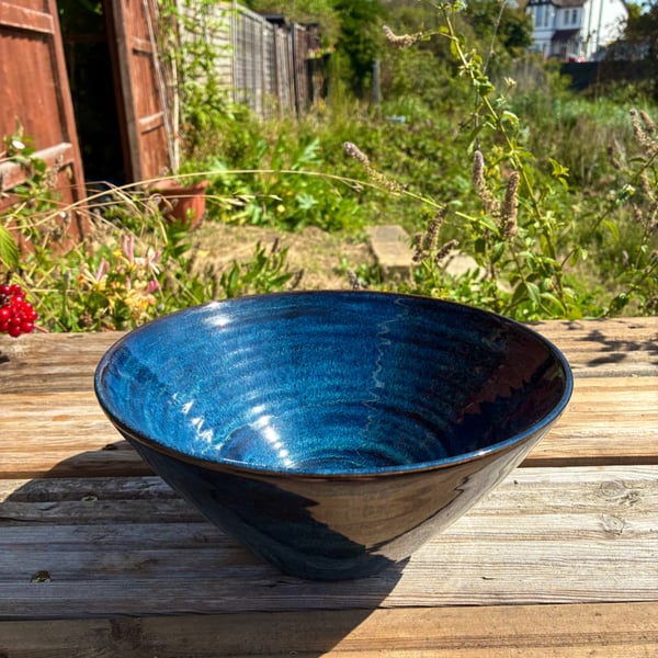Handmade Dark Blue Stoneware Bowl
