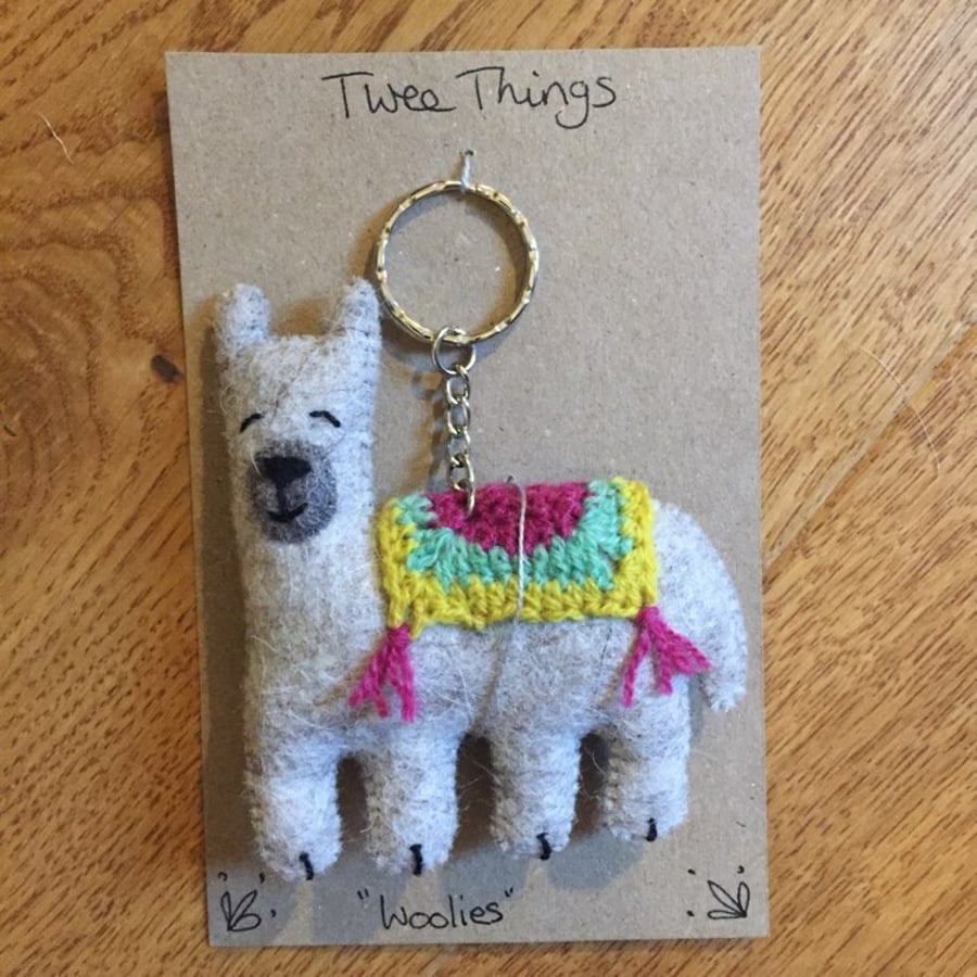 Wool felt Llama Alpaca keyring bag charm