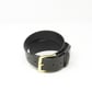 1.5" wide black leather belt; solid brass buckle - Image 5