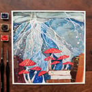 Fly Agaric and lightning original art 