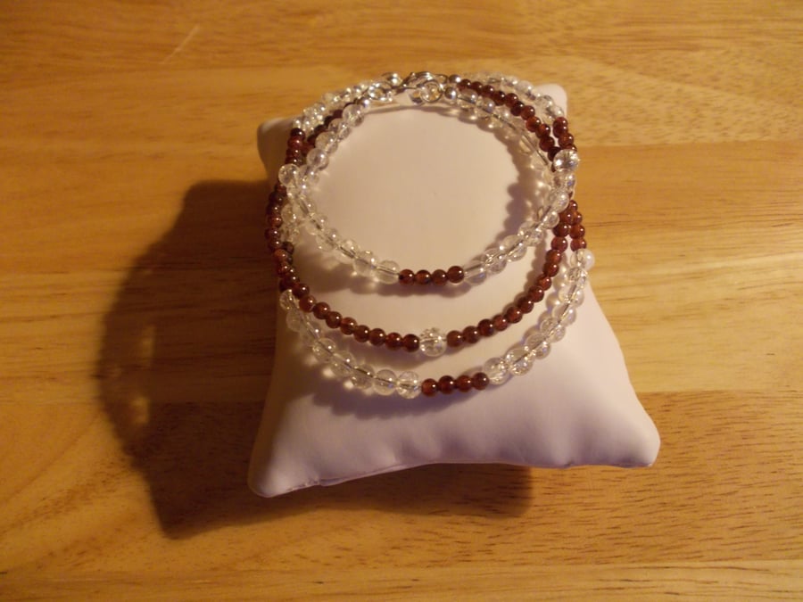 Garnet and crackle quartz stacker bracelets