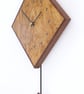 Diamond Pendulum Wall Clock In Olive Wood and Black Walnut with Inlaid Markers. - Image 2