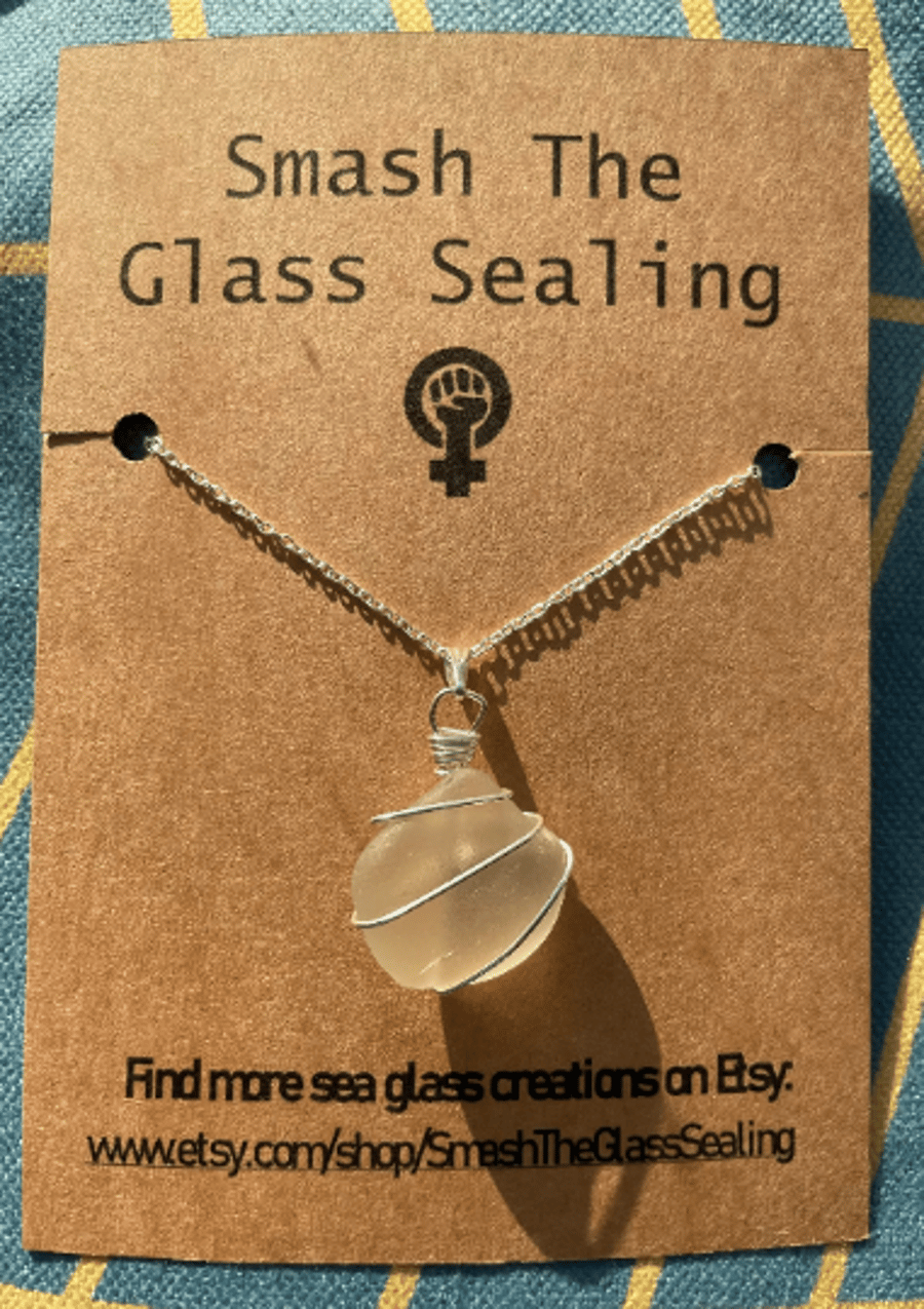 Clear Seaham Sea Glass Silver Necklace