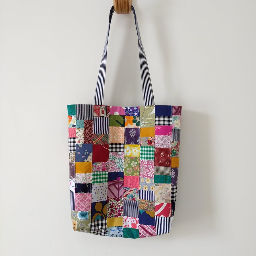 Upcycled Cotton Patchwork Tote Bag 