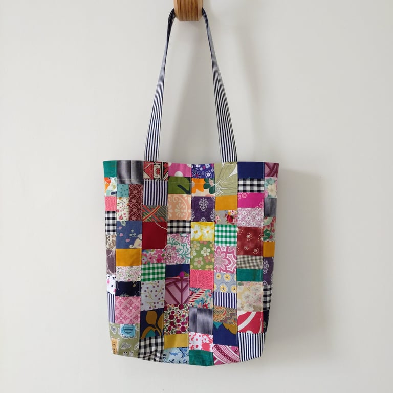 Upcycled Cotton Patchwork Tote Bag 