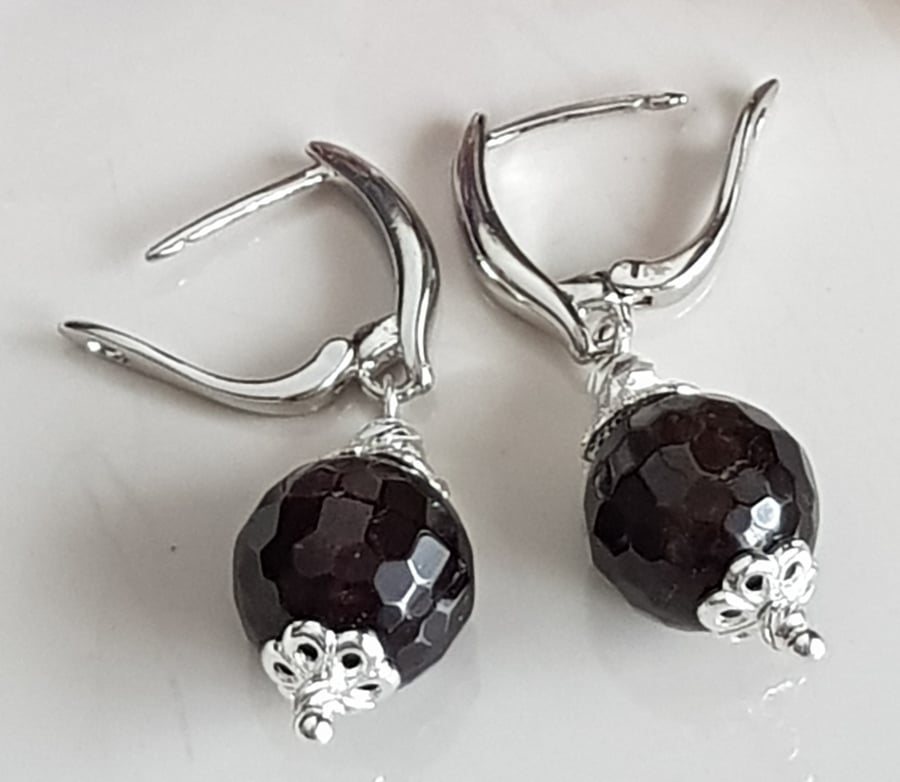 Garnet earrings, handmade gift for her, drop earrings