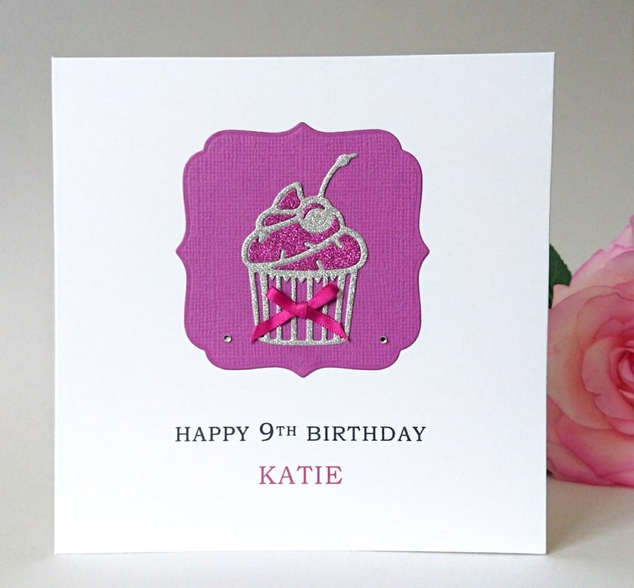 Personalised Birthday Card, cupcake design