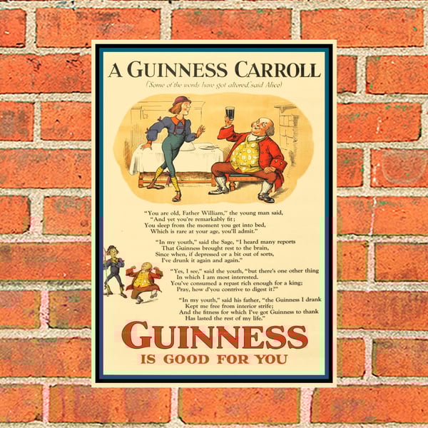 Guinness metal sign. A Guinness Carroll