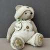 Unique hand sewn teddy bear, mini dressed artist bear,handmade Bearlescent bear 