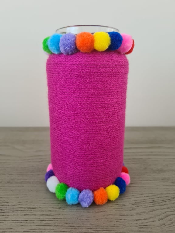 Yarn Wrapped Vase With PomPom Detail