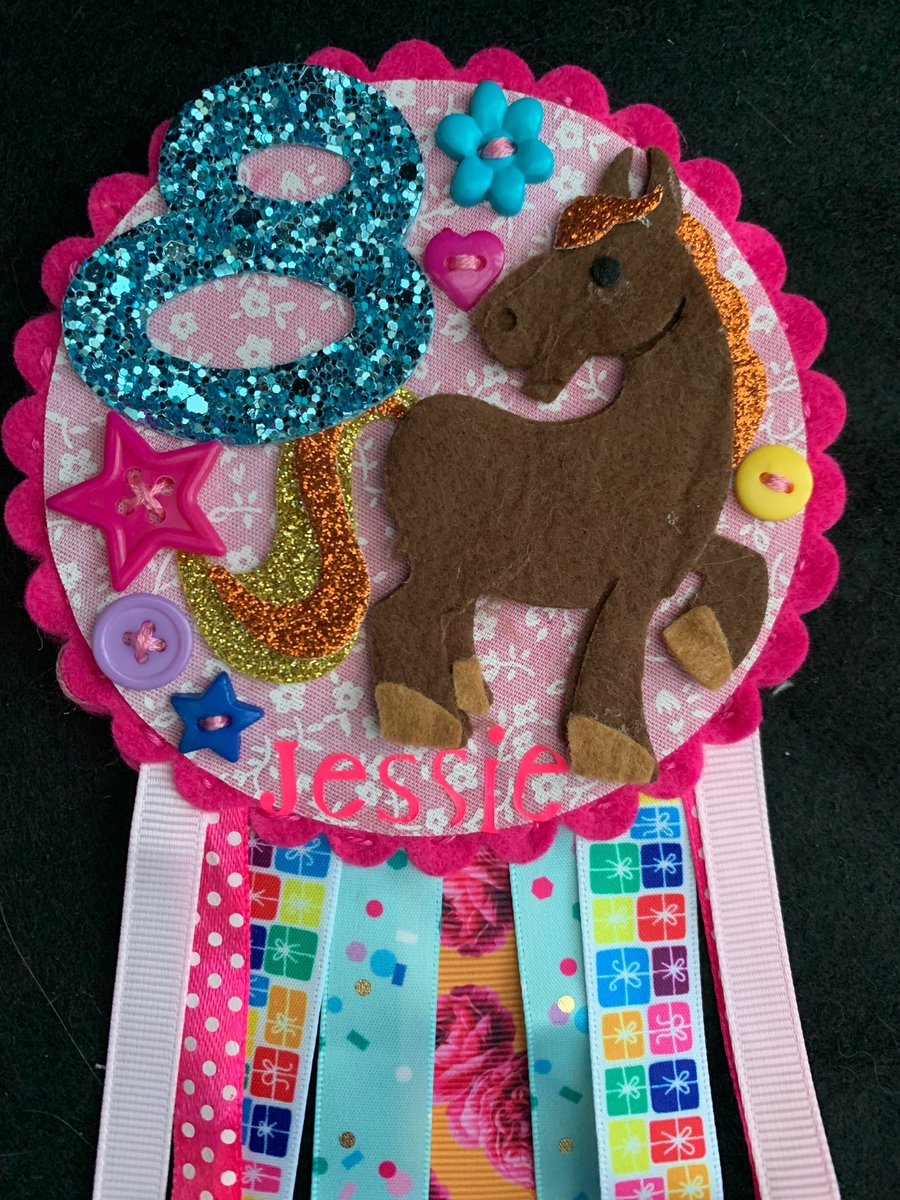 Birthday badge-Rosette Horse