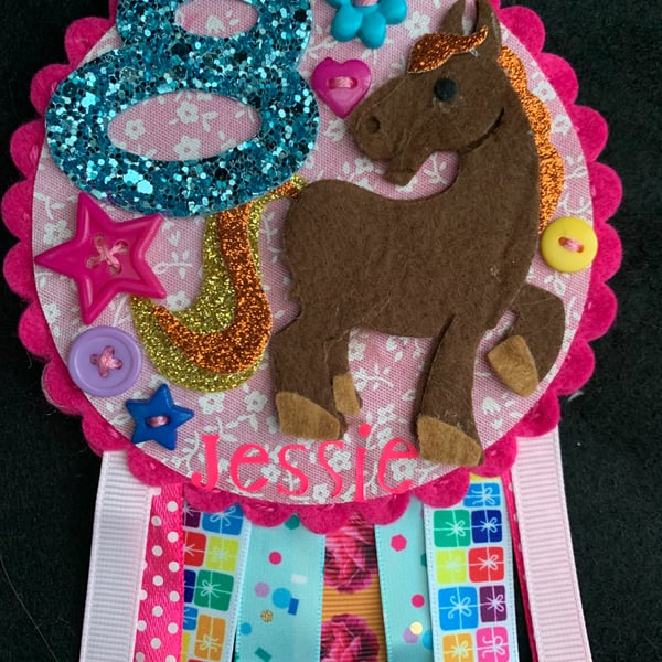 Birthday badge-Rosette Horse