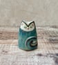 Small Cat Vase, handmade blue green mini cat pot - Image 6