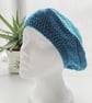 Beret Hat Sea Blue Aran - Image 2