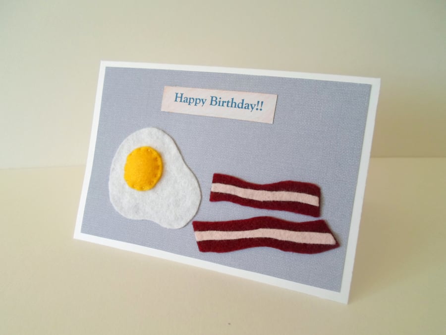 Handmade Birthday Card - bacon and eggs