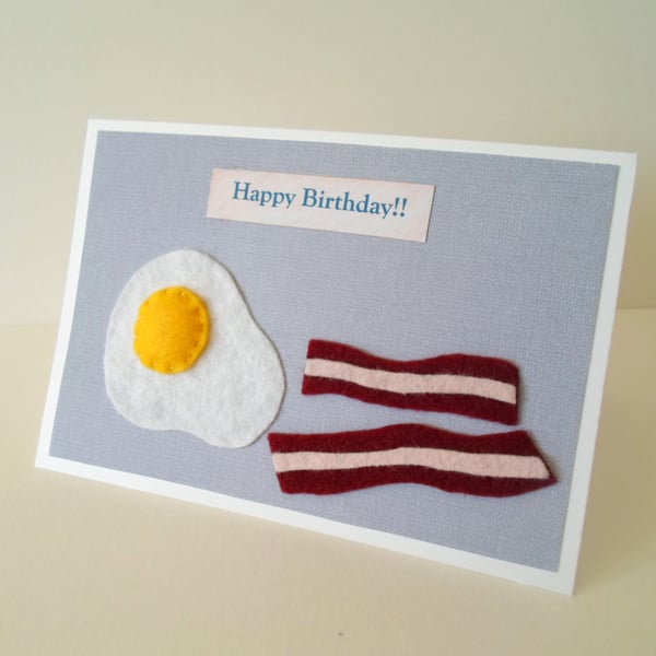 Handmade Birthday Card - bacon and eggs