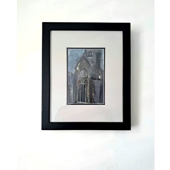 Framed  Painting Charles Cross Church Plymouth Original Mixed Media