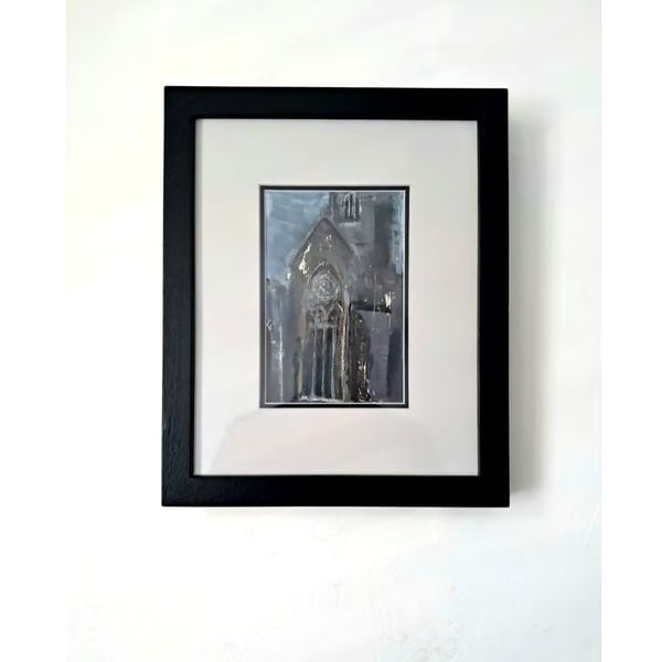 Framed  Painting Charles Cross Church Plymouth Original Mixed Media