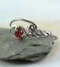 Garnet Twist Ring - Viking Style Rustic Jewellery. Silver with Deep Red Gem - Image 5