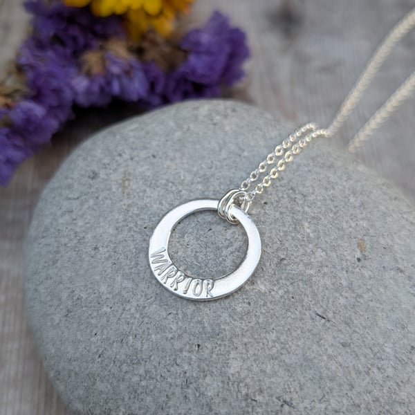 Sterling Silver Hand Stamped Warrior Necklace - JBJ2005