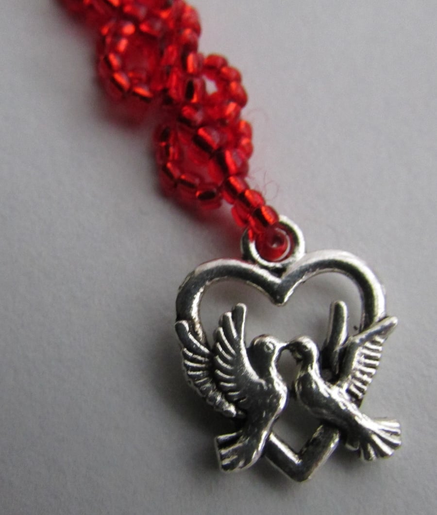 Heart and Dove Bag Charm
