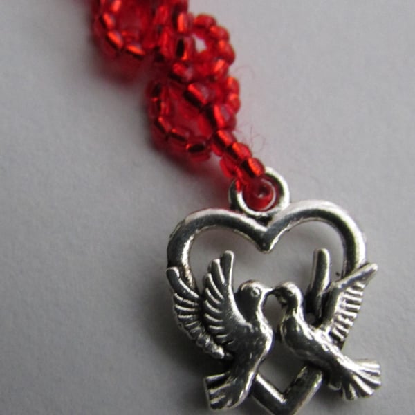 Heart and Dove Bag Charm