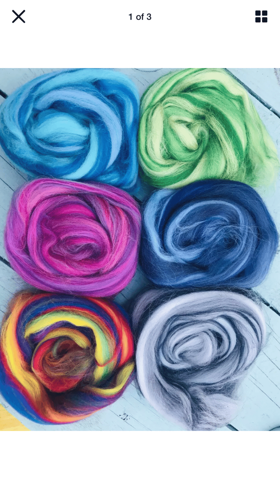 Felting wools, set of stripy blended wools, 60grams