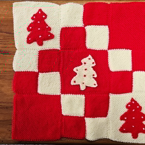 Diane's Festive Red & White Checkerboard Christmas Tree Blanket