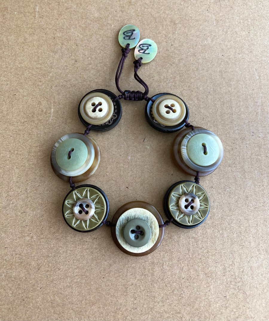 Jungle Colour Palette Color Theme - Vintage Button Adjustable Bracelet