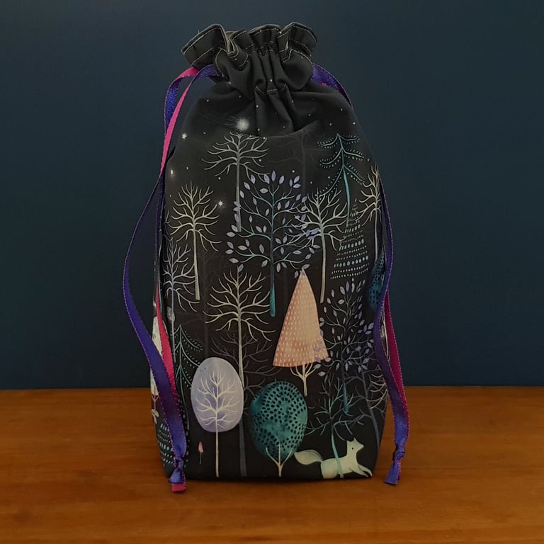 Midnight Forest Reusable Gift Bag - Woodland Drawstring Present Bag