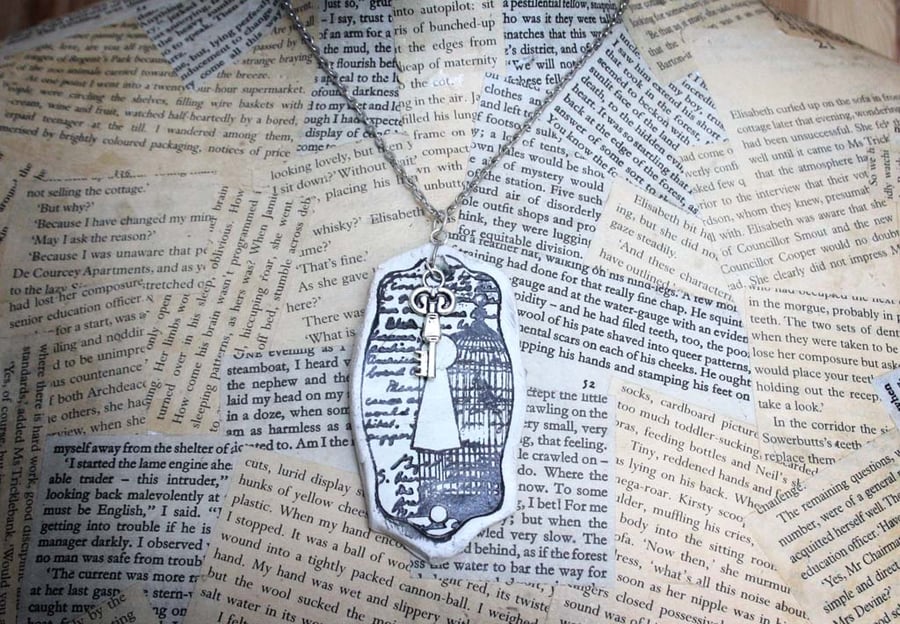 Clay Lock and Key Charm Silver Necklace
