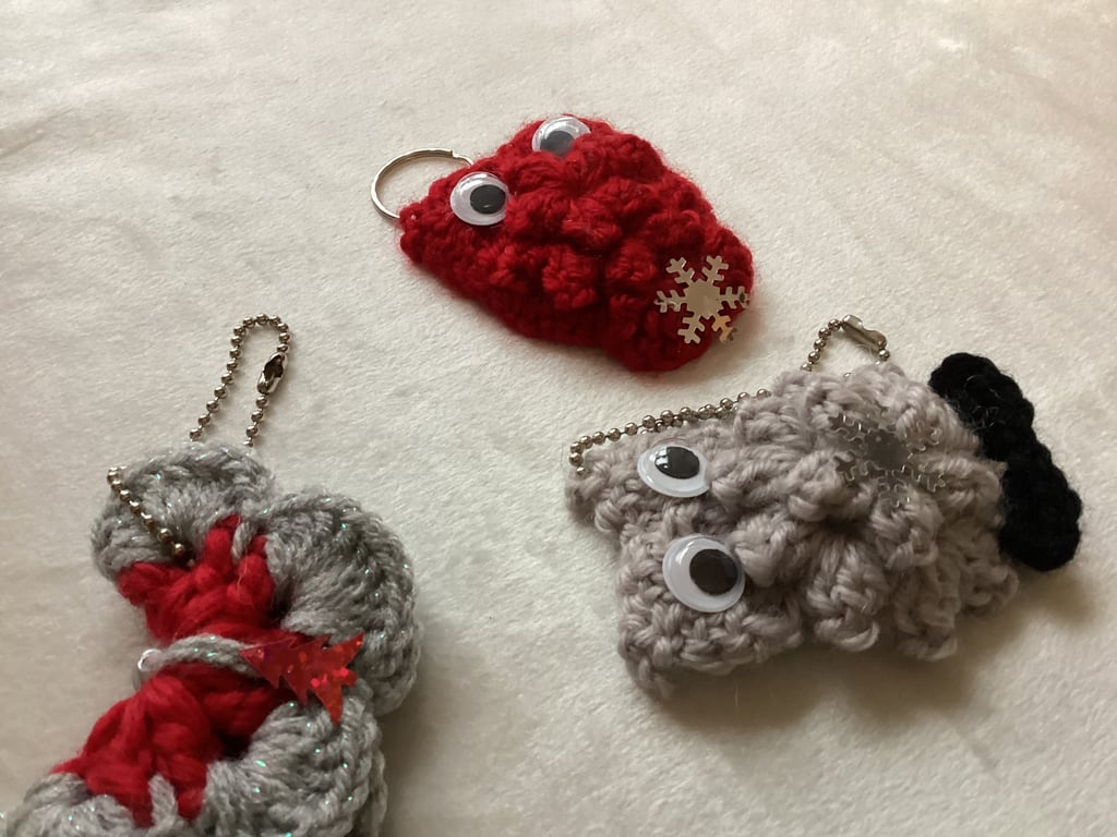 Keyring charms, bag charms, crochet charms