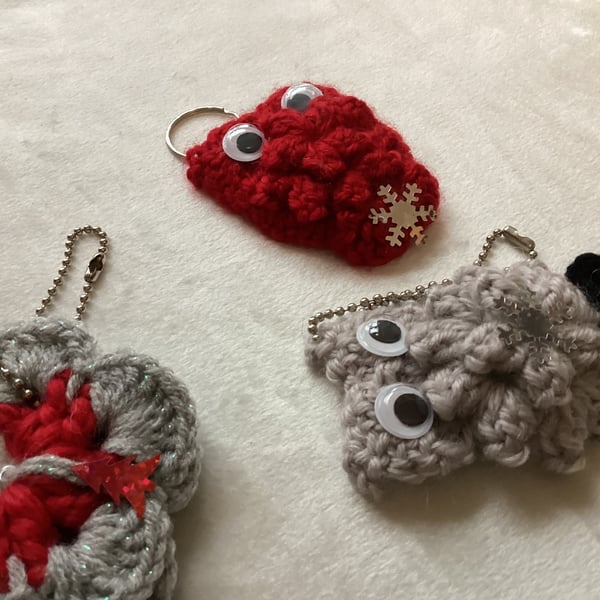 Keyring charms, bag charms, crochet charms