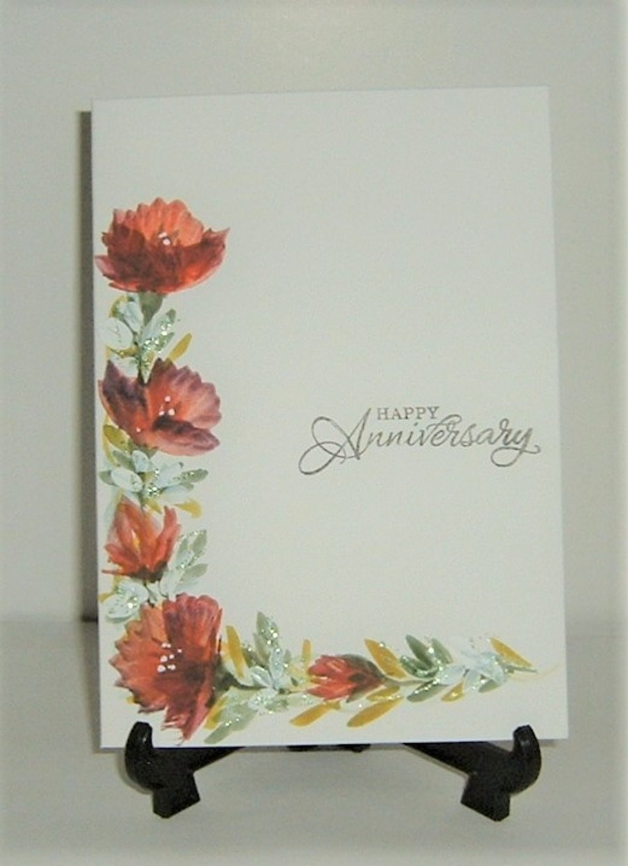 original hand painted Anniversary card ( ref F 499)