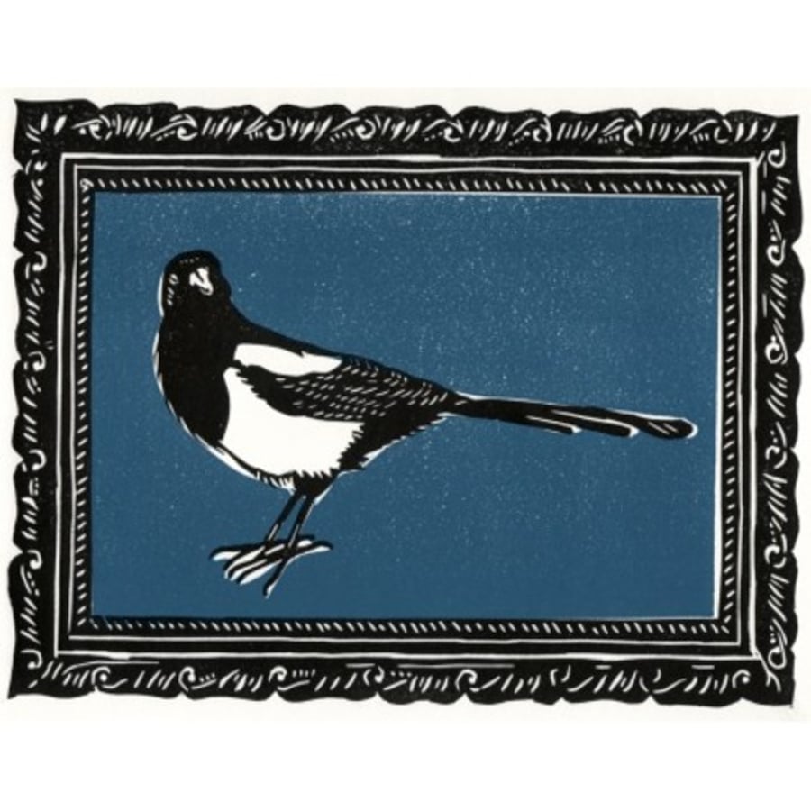 Original lino cut print "In the frame"