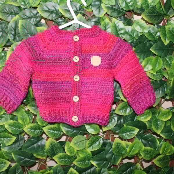 handmade crochet baby cardigan size  0 - 3 months