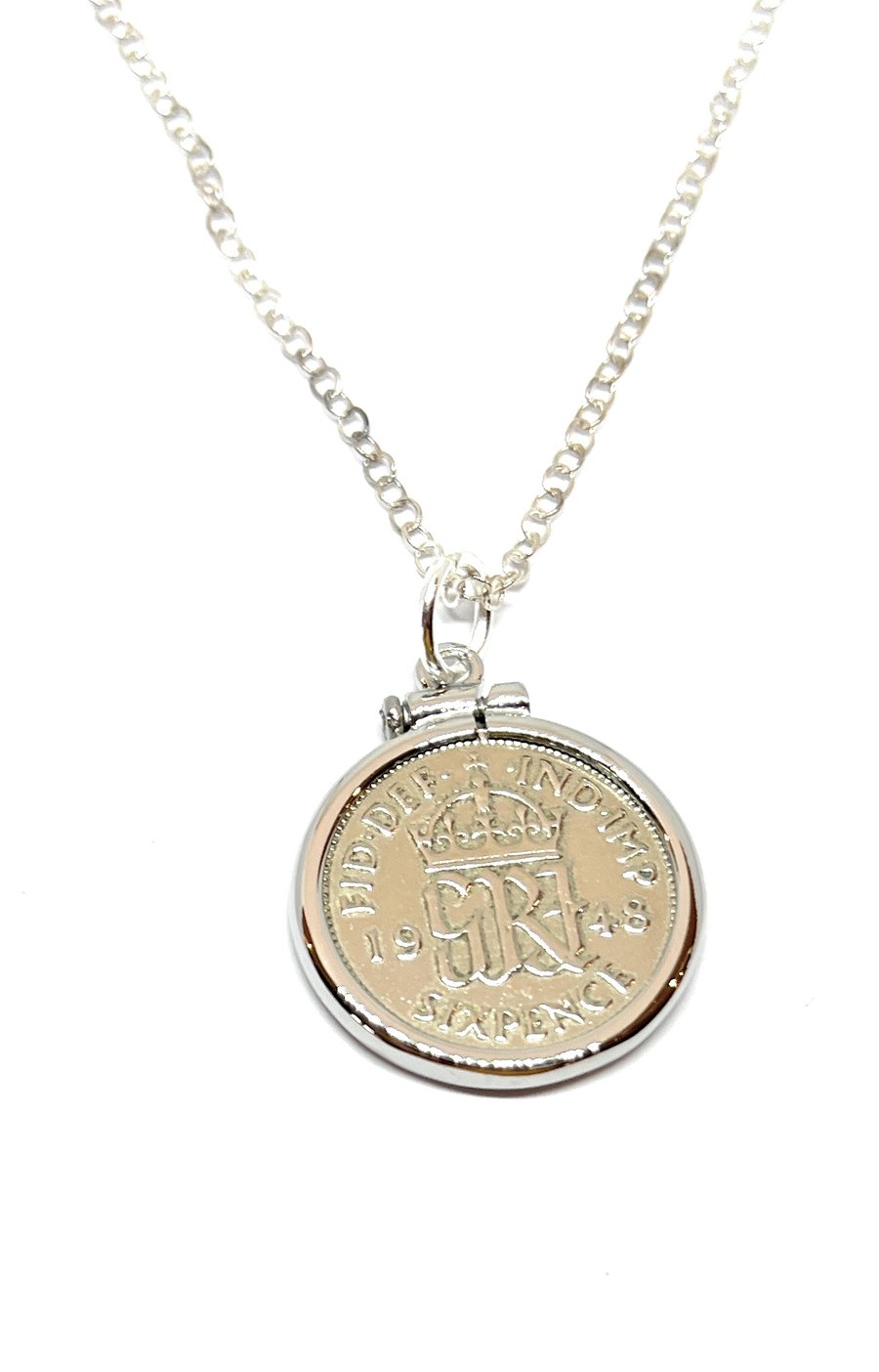 1948 76th Birthday Anniversary sixpence coin pendant plus 20inch SS chain gift