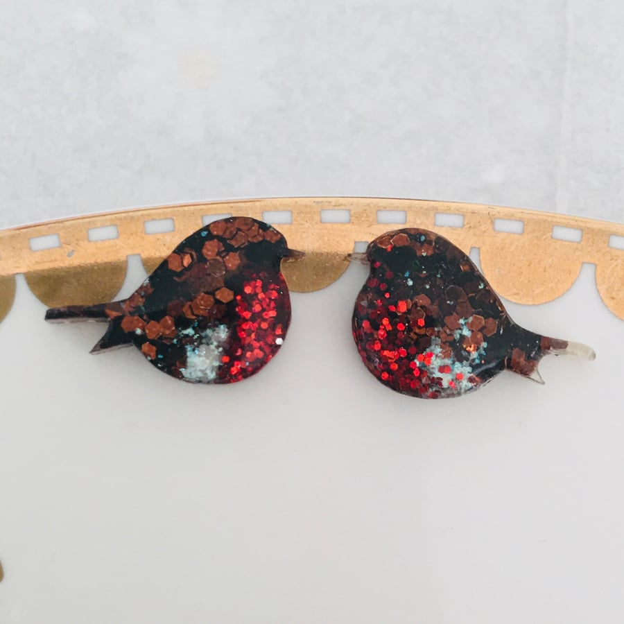 Christmas robin earrings 