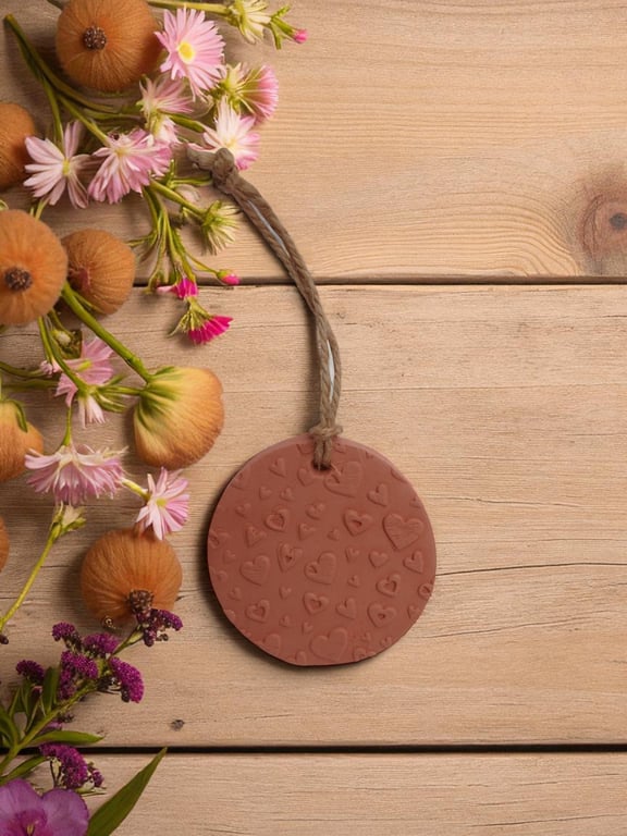 Love Hearts Round Terracotta Hanging Aromatherapy Diffuser