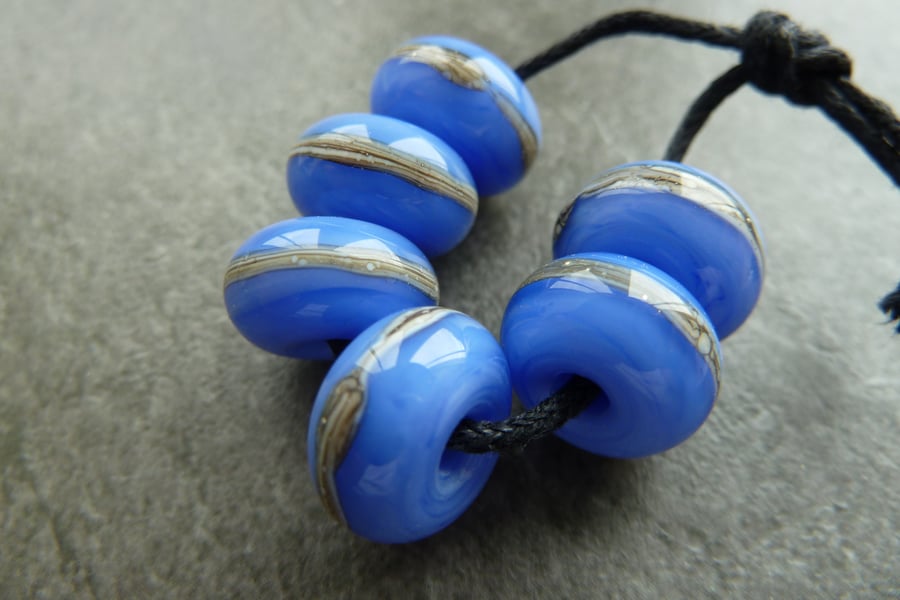 blue wrapped lampwork glass beads