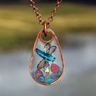Copper Resin Dragonfly Watercolour Resin Pendant Necklace