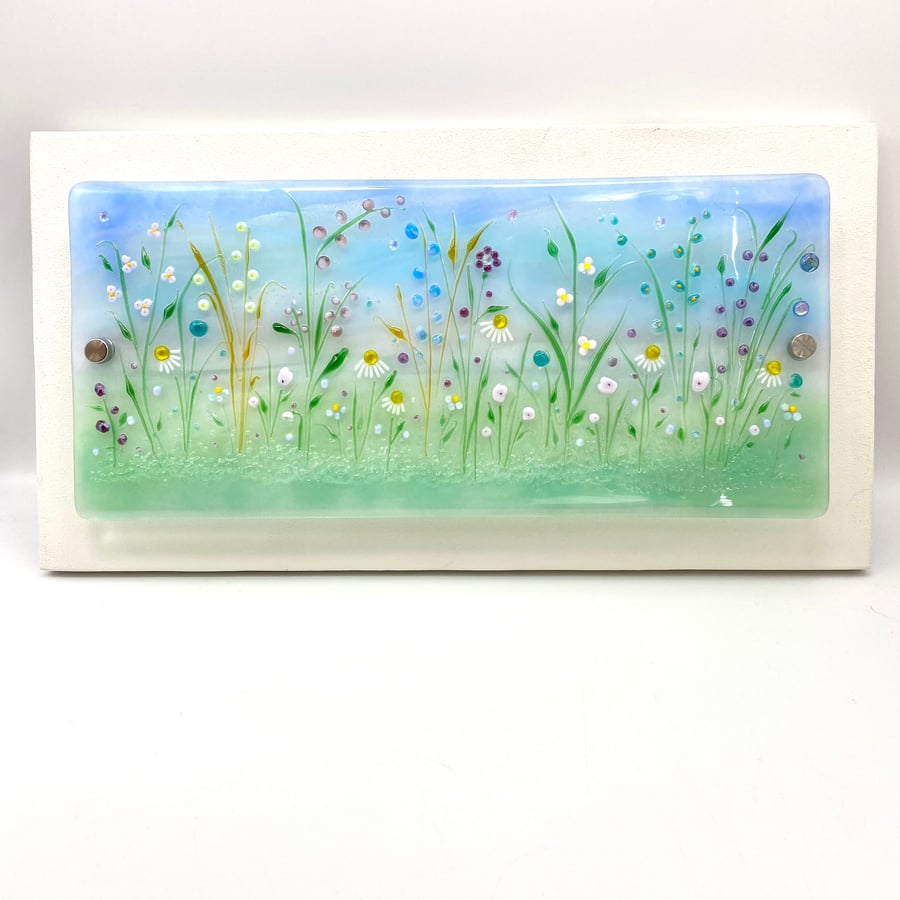 Glass “Spring Meadow” Picture on Wood
