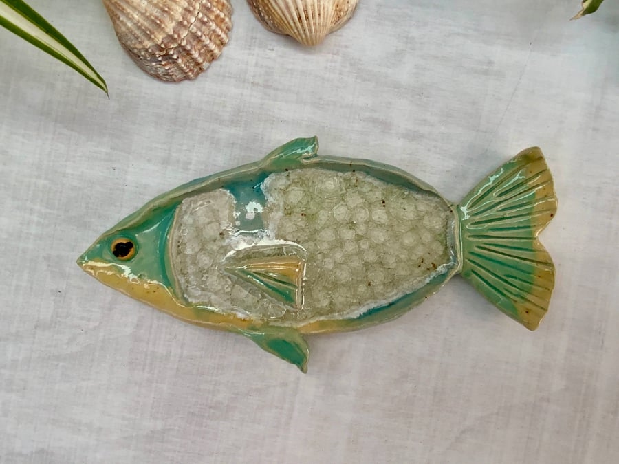 Handmade Decorative Fish With Crackled Glass