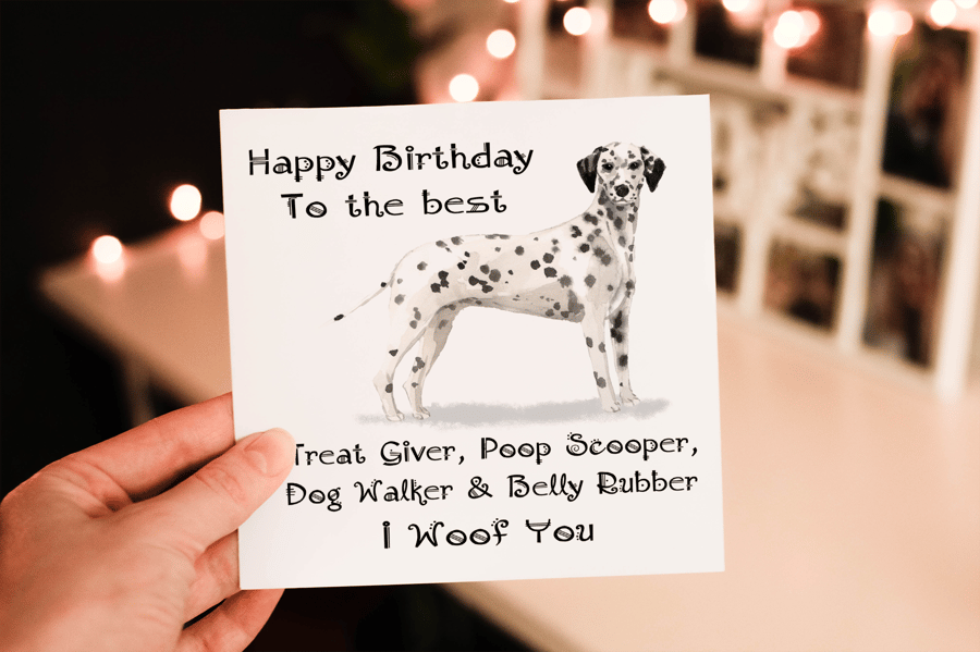 Dalmatian Dog Birthday Card, Dog Birthday Card, Personalized