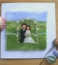 Handmade needle felted Wedding Couple greetings Card
