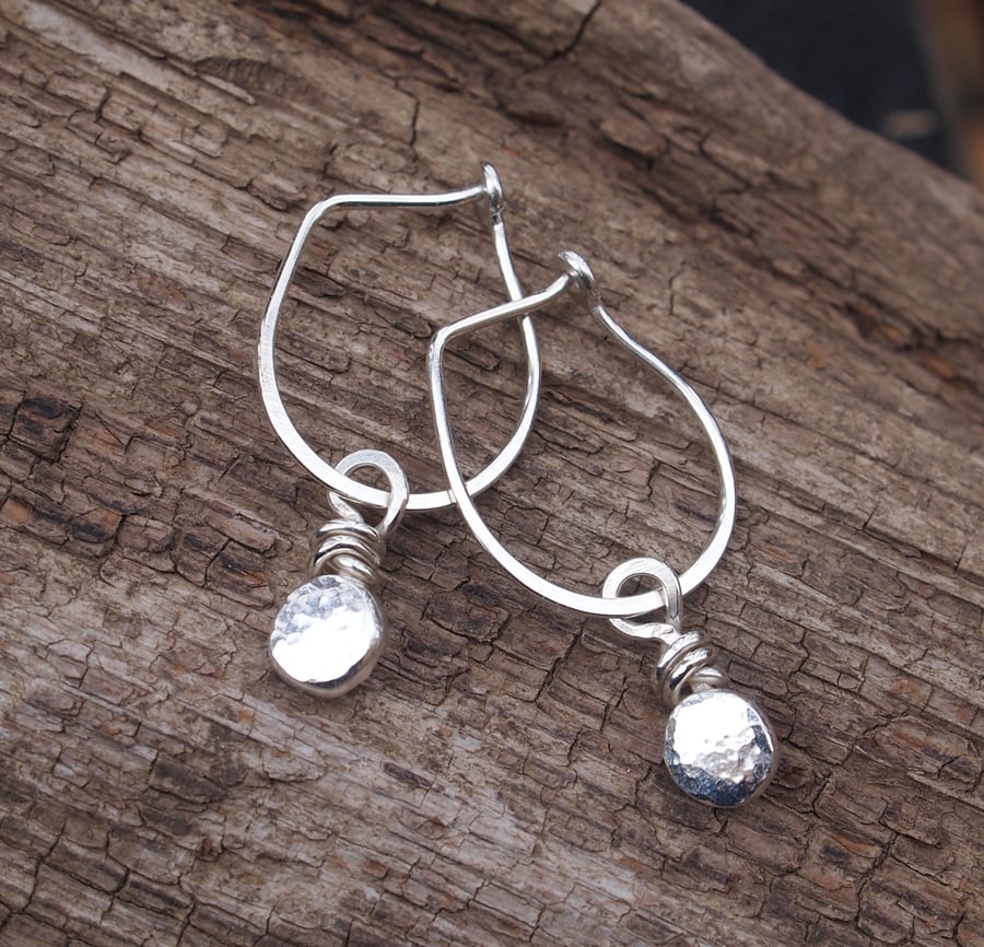 Earrings, Recycled Silver Pebble Earrings