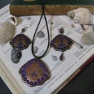 Amethyst & Bronze Butterfly Wing Jewellery Set, Fairycore, Mermaid Shell Set