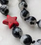 Black and white jade necklace with red howlite star - Image 4