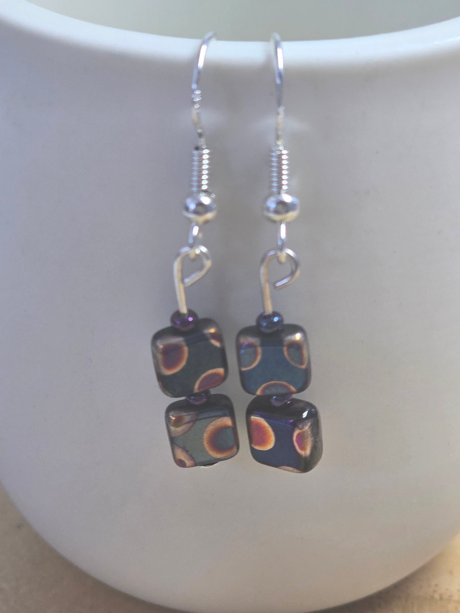 Pink Sapphire czech glass earrings