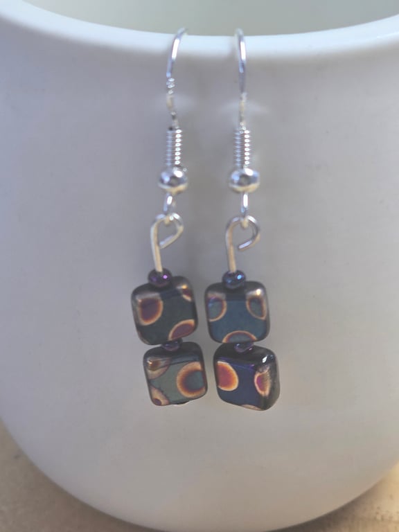 Pink Sapphire czech glass earrings